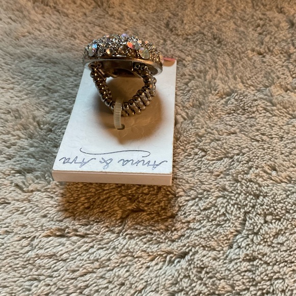 Silver Cubic Zirconia Round Stretch Ring - Picture 3 of 4